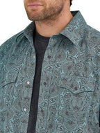 WRANGLER Shirts Wrangler Men's Pine Paisley Premium Retro Long Sleeve Western Shirt 112368221