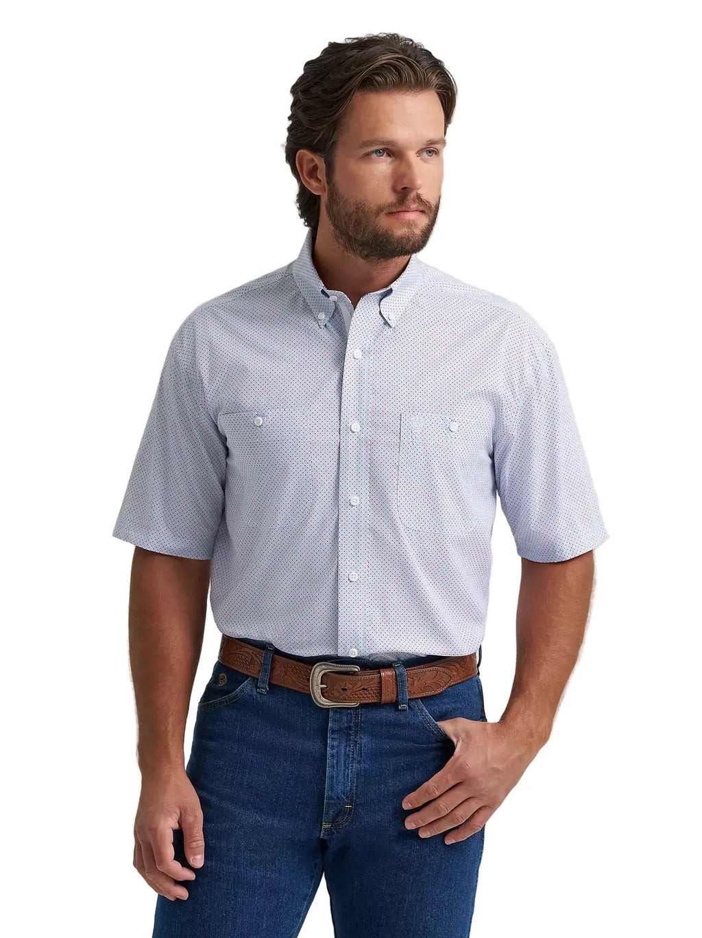 WRANGLER Shirts Wrangler Men's Red Dot George Strait Short Sleeve Button Down Shirt 112379059