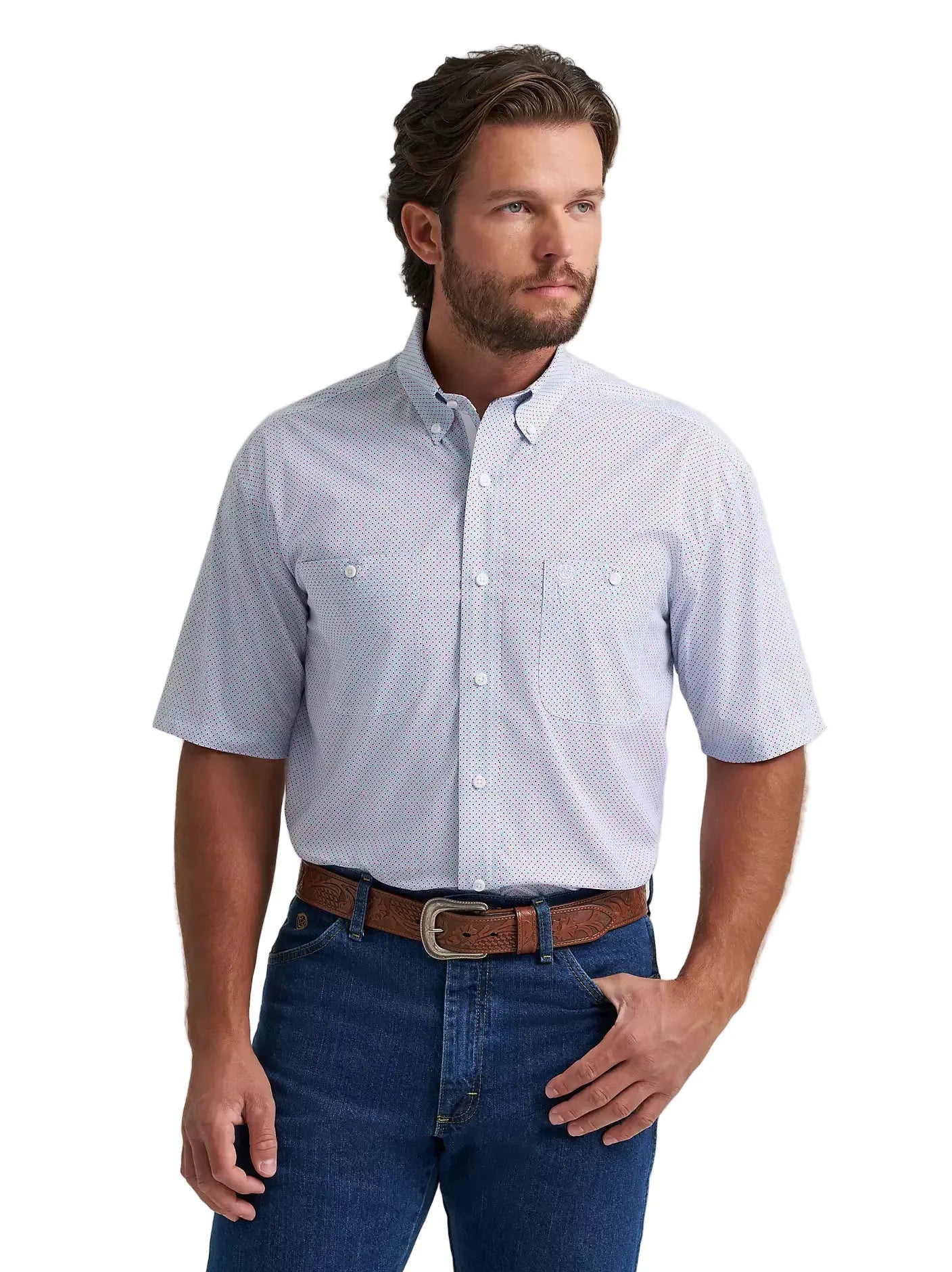 WRANGLER Shirts Wrangler Men's Red Dot George Strait Short Sleeve Button Down Shirt 112379059