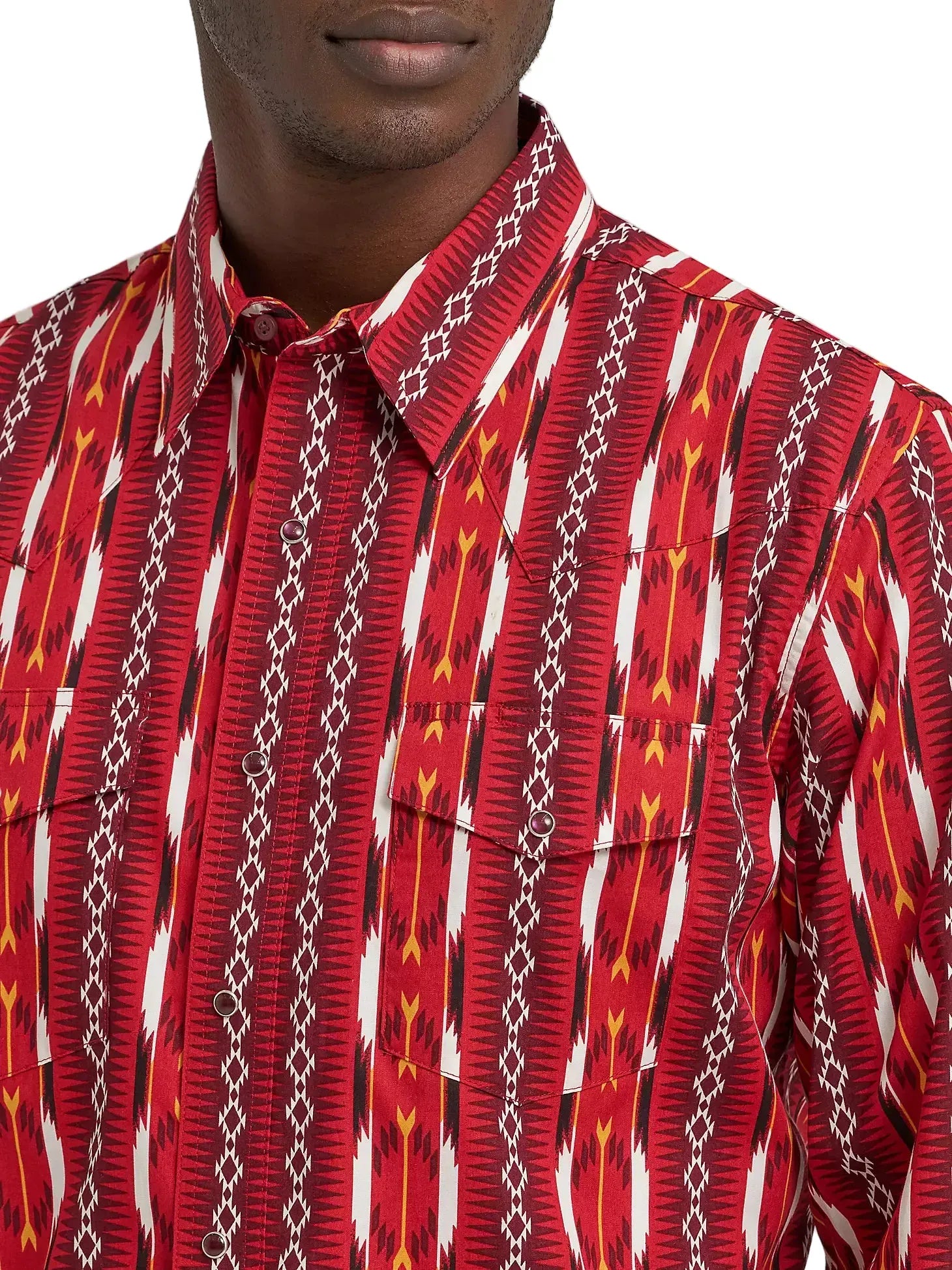 WRANGLER Shirts Wrangler Men's Red Fire Arrow Checotah Long Sleeve Western Shirt 112374909