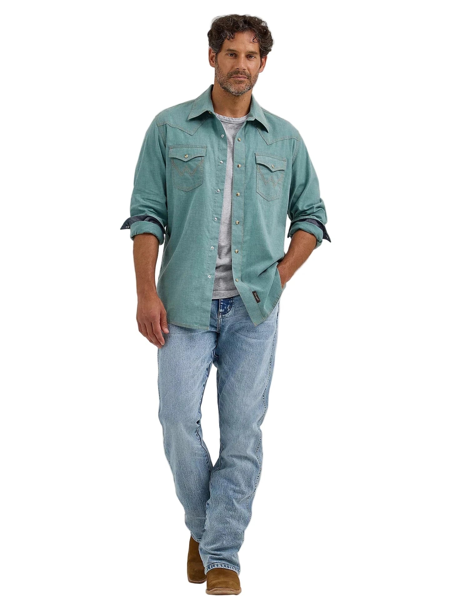 WRANGLER Shirts Wrangler Men's Robins Egg Premium Retro Western Shirt 112368218