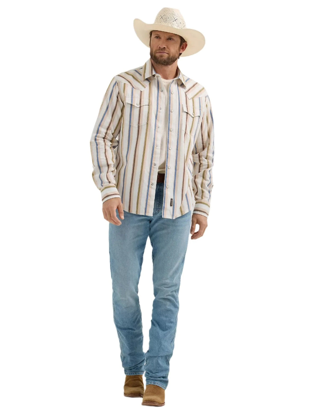 WRANGLER Shirts Wrangler Men's Rusty Stripe Retro Premium Brushpopper Western Snap Shirt 112365630