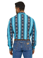 WRANGLER Shirts Wrangler Men's Sea Salt Blue Checotah Long Sleeve Snap Printed Shirt 112365886