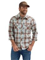WRANGLER Shirts Wrangler Men's Tannin Plaid Retro Long Sleeve Sawtooth Snap Western Shirt 112365896