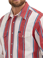 WRANGLER Shirts Wrangler Men's Vintage-Inspired Brushpopper Cherry Stripe Western Snap Shirt 112365612