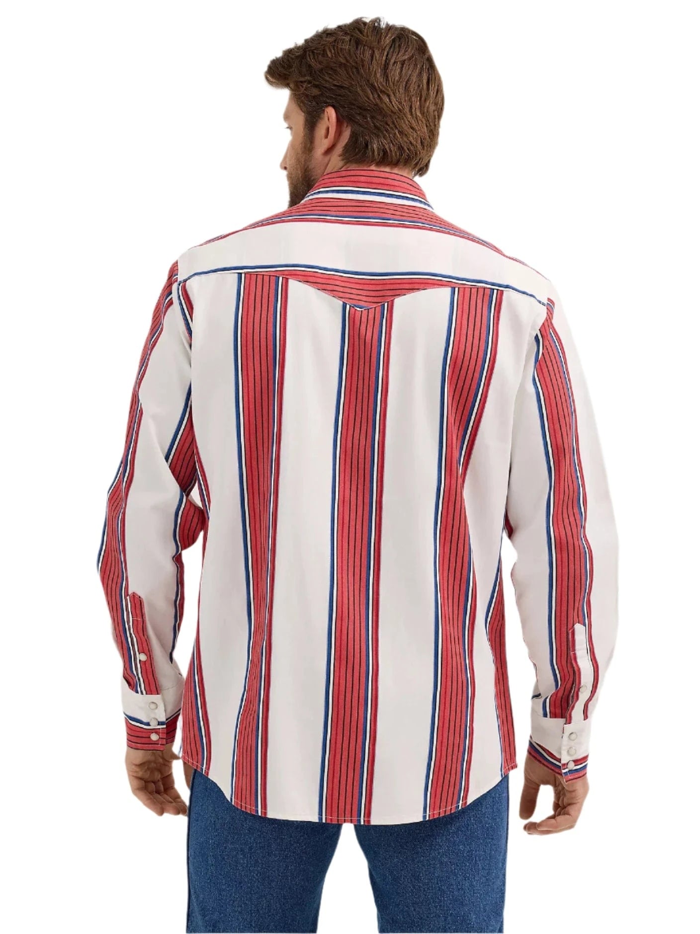 WRANGLER Shirts Wrangler Men's Vintage-Inspired Brushpopper Cherry Stripe Western Snap Shirt 112365612