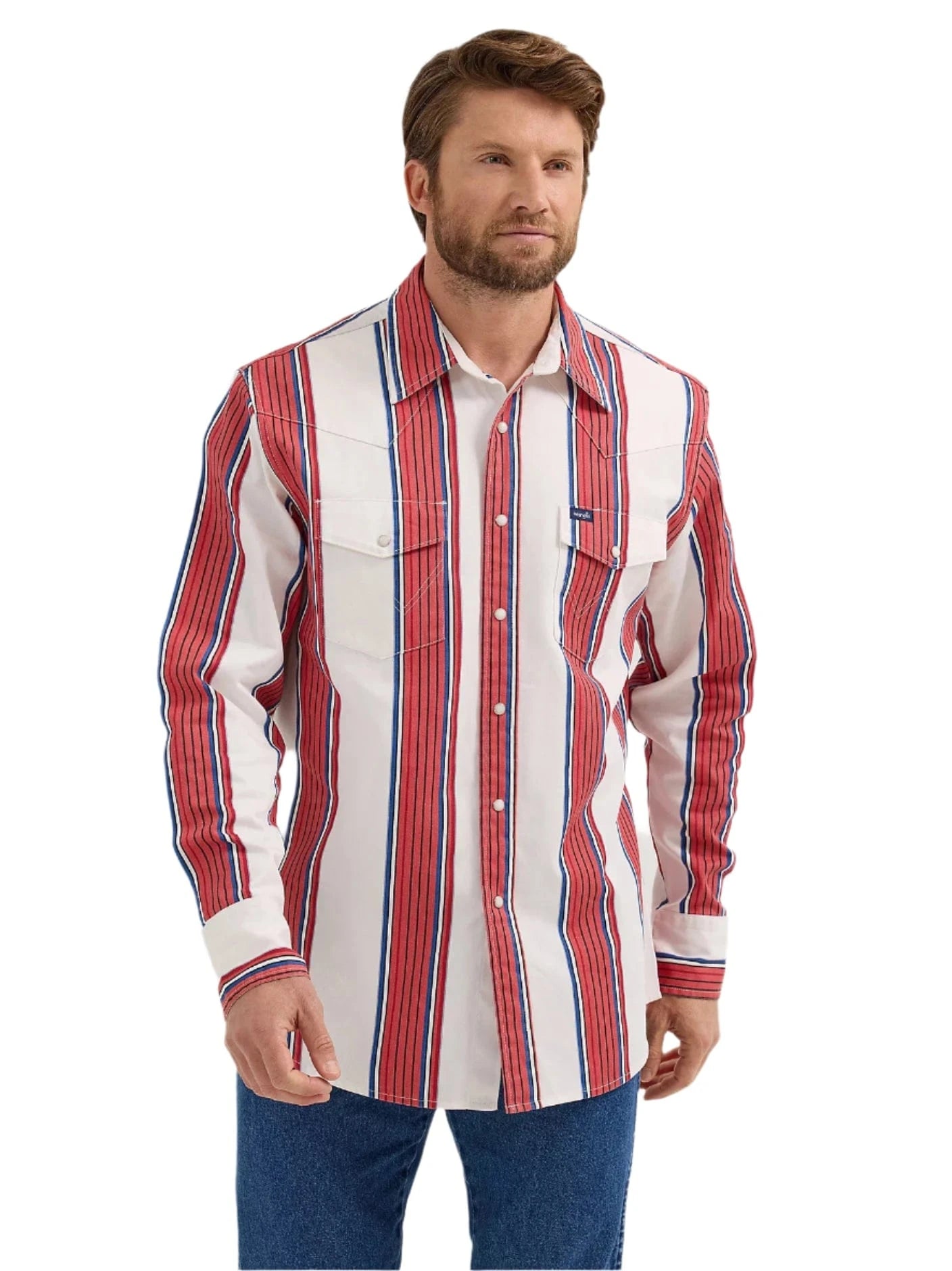 WRANGLER Shirts Wrangler Men's Vintage-Inspired Brushpopper Cherry Stripe Western Snap Shirt 112365612