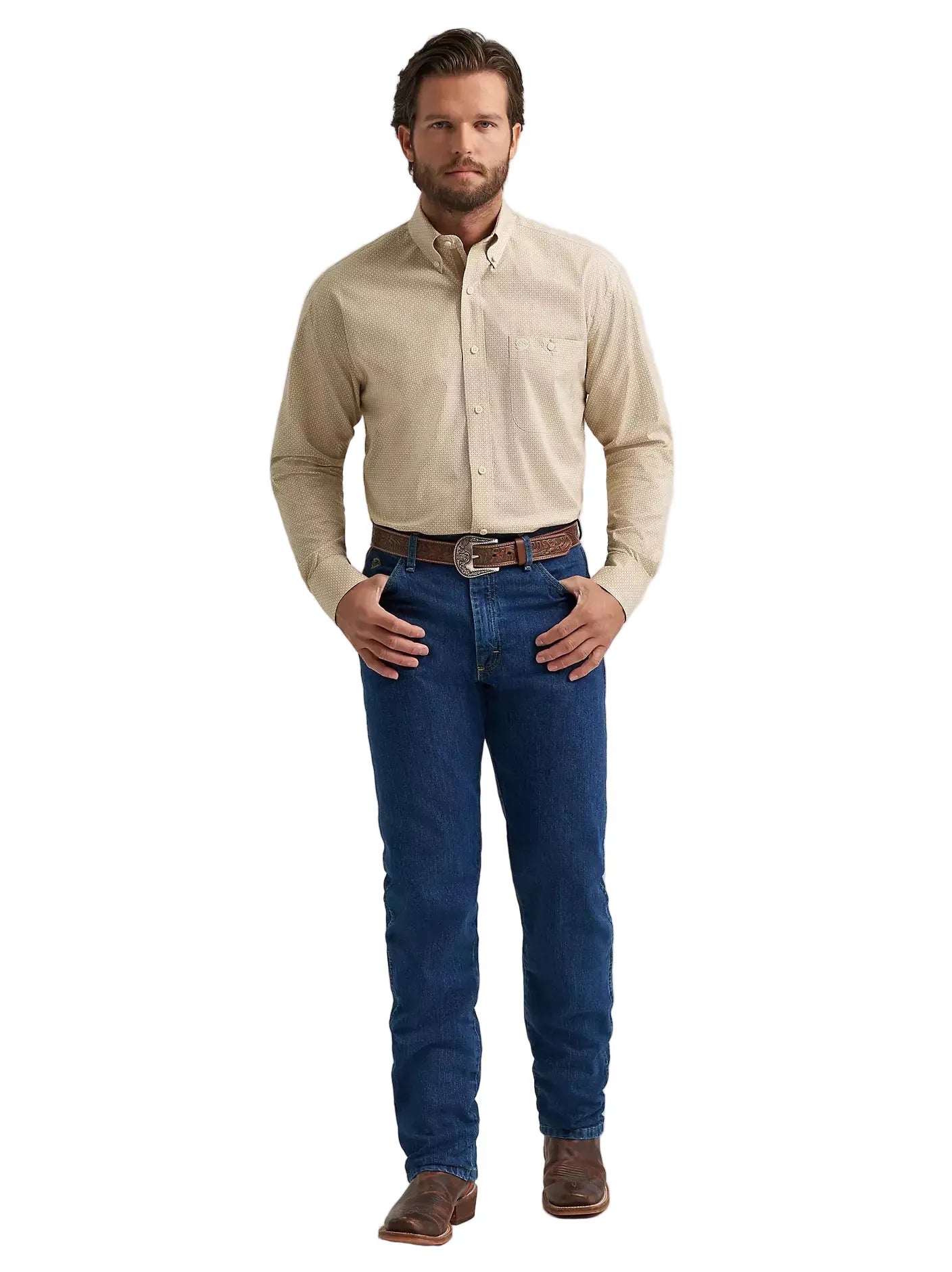 WRANGLER Shirts Wrangler Men's Wheat Yellow George Straight Button Down Shirt 112381959