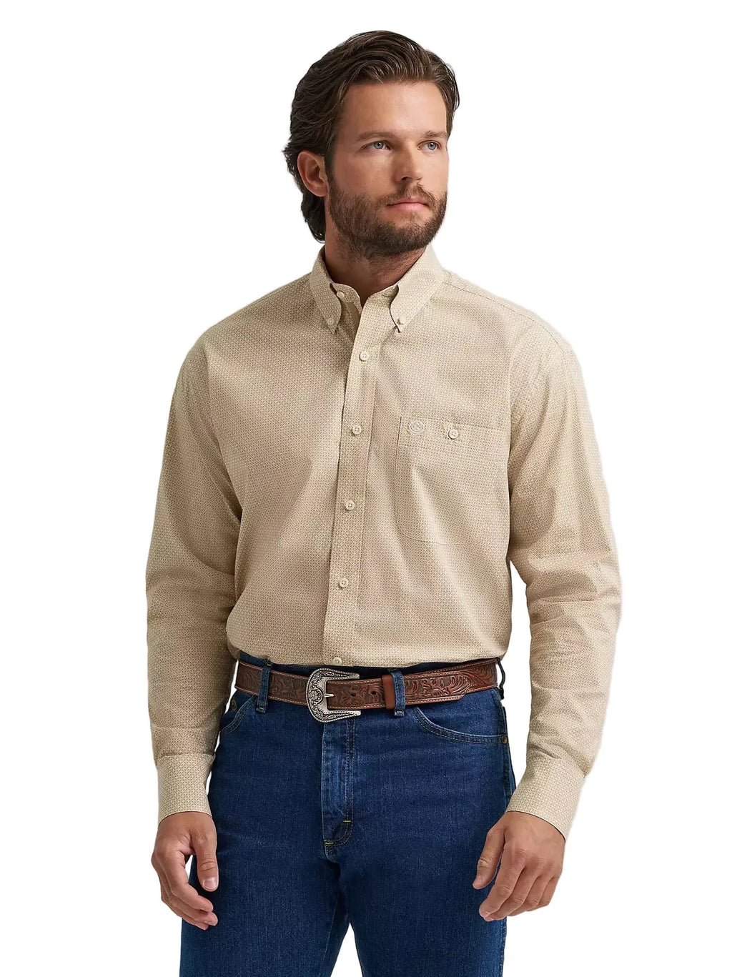WRANGLER Shirts Wrangler Men's Wheat Yellow George Straight Button Down Shirt 112381959