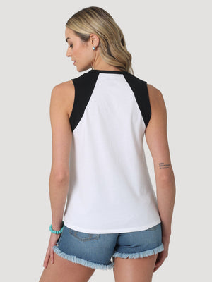 Wrangler Shirts Wrangler Women's Black & White with Black Logo Lettering Sleeveless T-Shirt 112329944