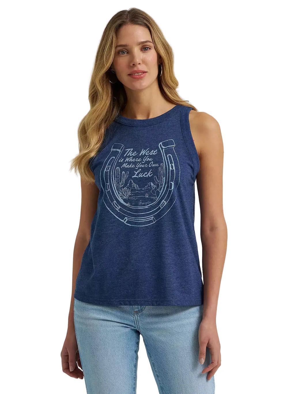 WRANGLER Shirts Wrangler Women's Blue Heather Make Your Own Luck Tank 112375860