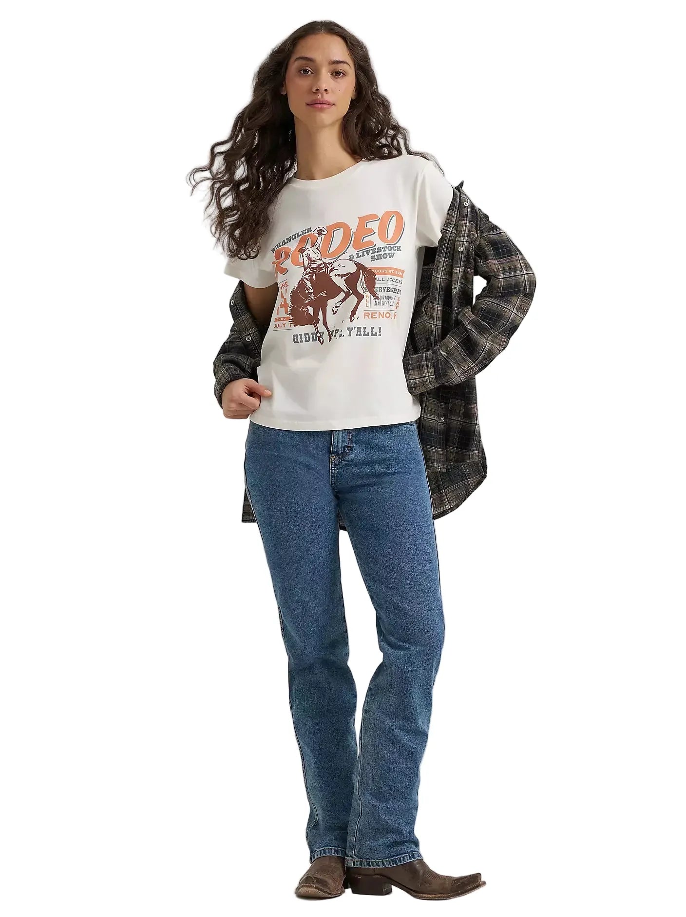 WRANGLER Shirts Wrangler Women's Egret White Giddy Up Retro Graphic T-Shirt 112379666