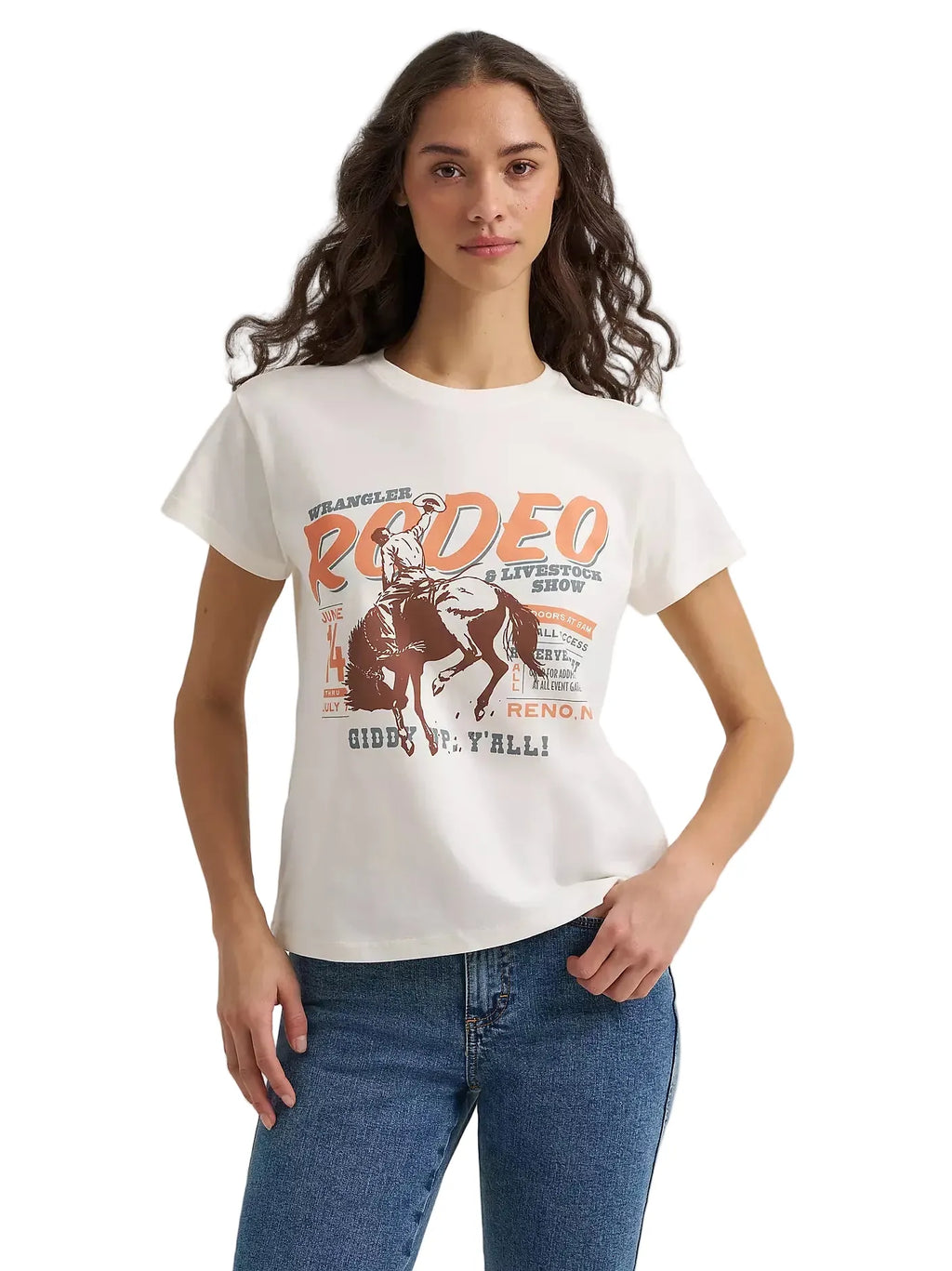 WRANGLER Shirts Wrangler Women's Egret White Giddy Up Retro Graphic T-Shirt 112379666