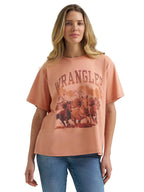 WRANGLER Shirts Wrangler Women's Muted Clay Three Horses Girlfriend T-Shirt 112379629