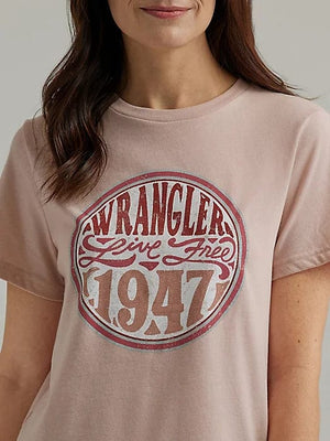 Wrangler Shirts Wrangler Women's Nostalgia Logo Peach Whip Heather Graphic T-Shirt 112344164
