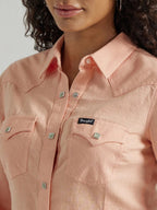 Wrangler Shirts Wrangler Women's Peach Retro Long Sleeve Western Snap Shirt 112347182