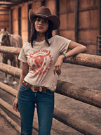 WRANGLER Shirts Wrangler Women's Pearled Ivory Western Graphic T Shirt 112365138