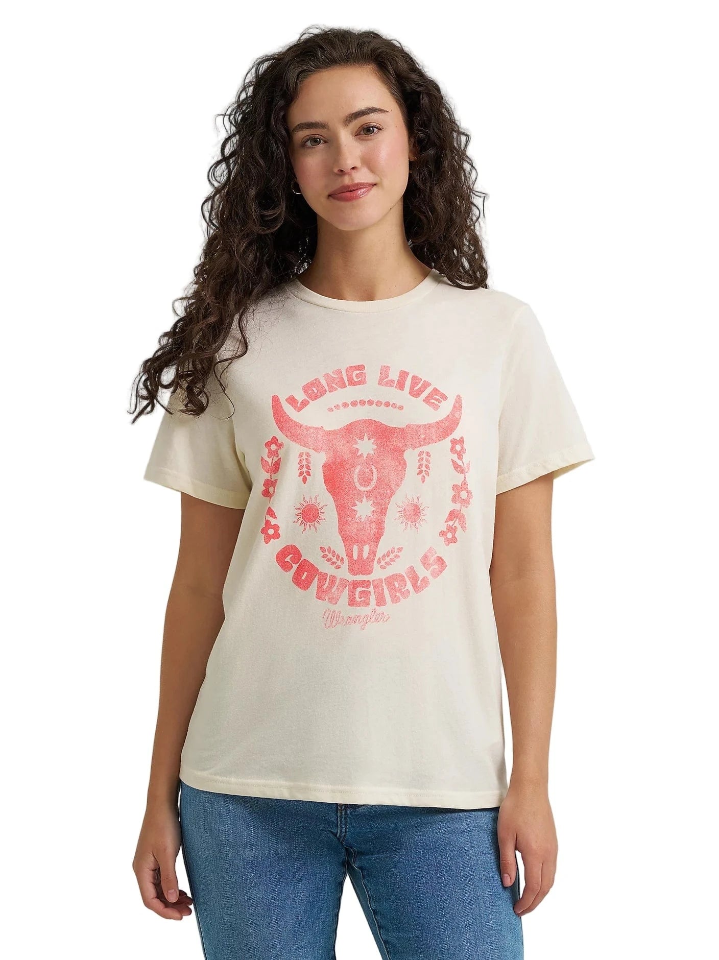 WRANGLER Shirts Wrangler Women's Pearled Ivory Western Graphic T Shirt 112365138