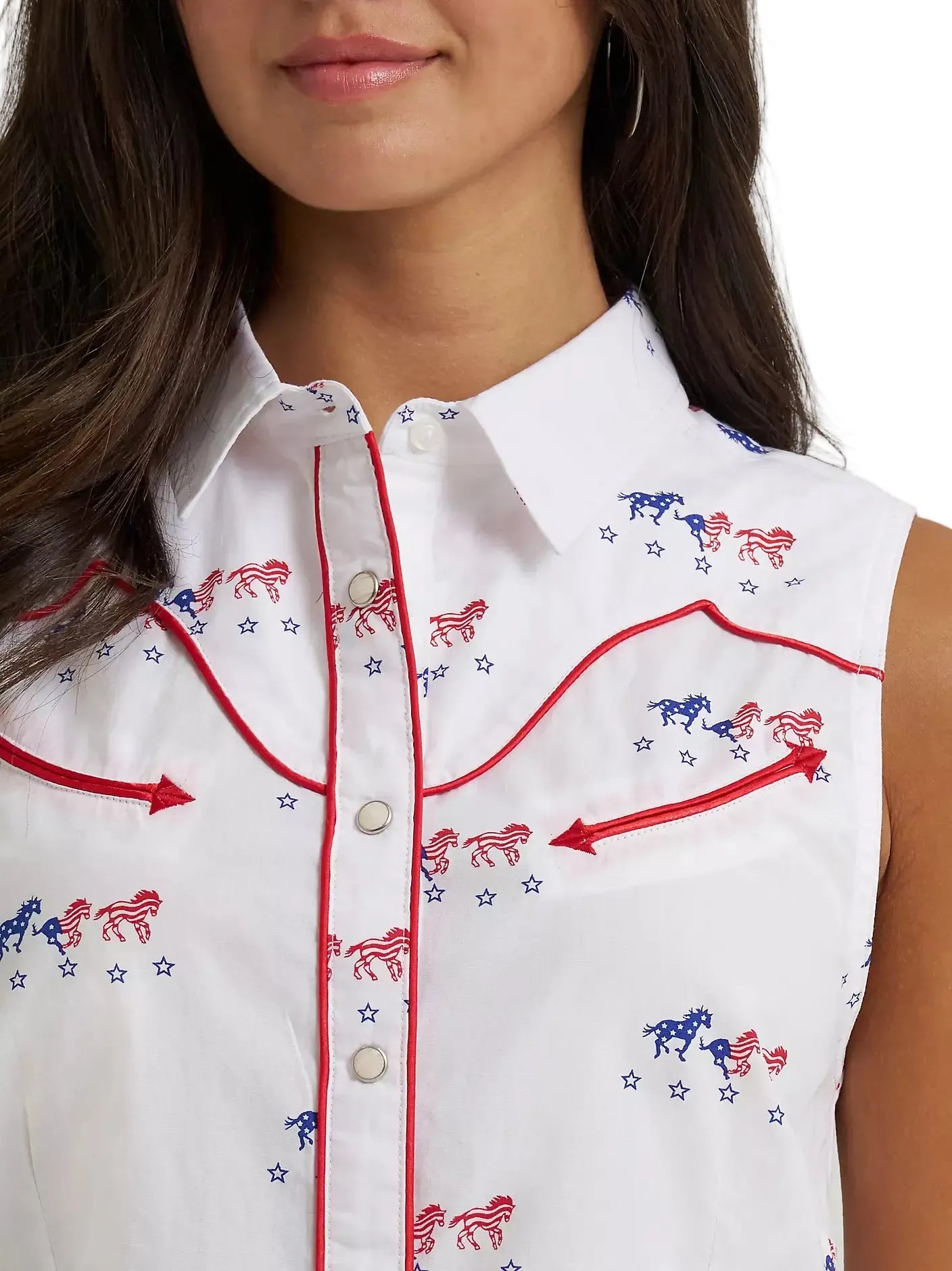WRANGLER Shirts Wrangler Women's Sleeveless Americana Western Snap Shirt 112379496