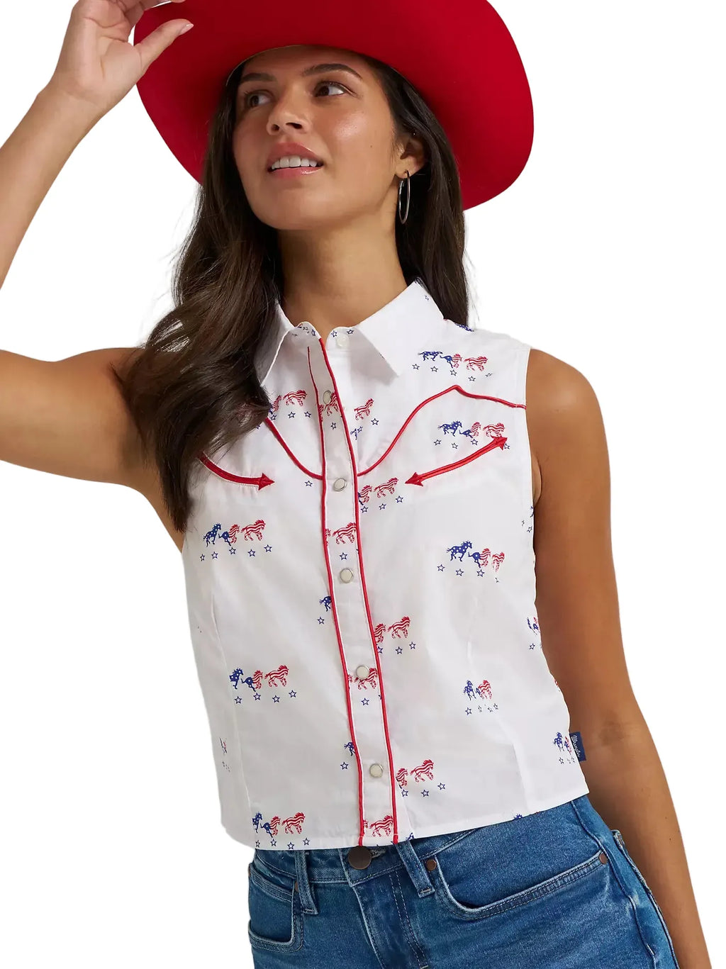 WRANGLER Shirts Wrangler Women's Sleeveless Americana Western Snap Shirt 112379496