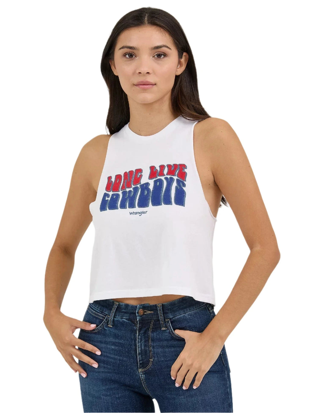 WRANGLER Shirts Wrangler Women's White Festival Crop Top Graphic Tank 112361861