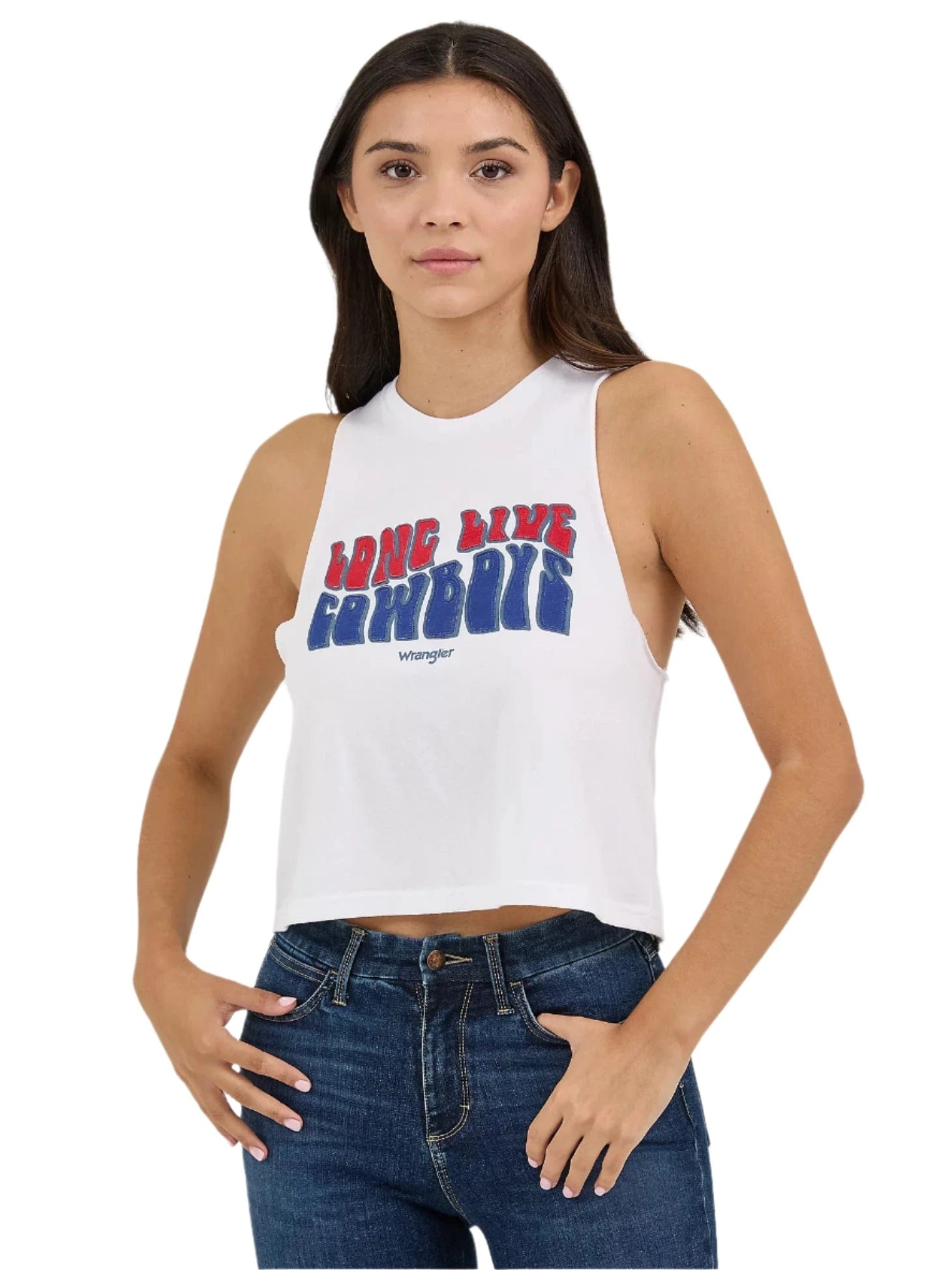 WRANGLER Shirts Wrangler Women's White Festival Crop Top Graphic Tank 112361861