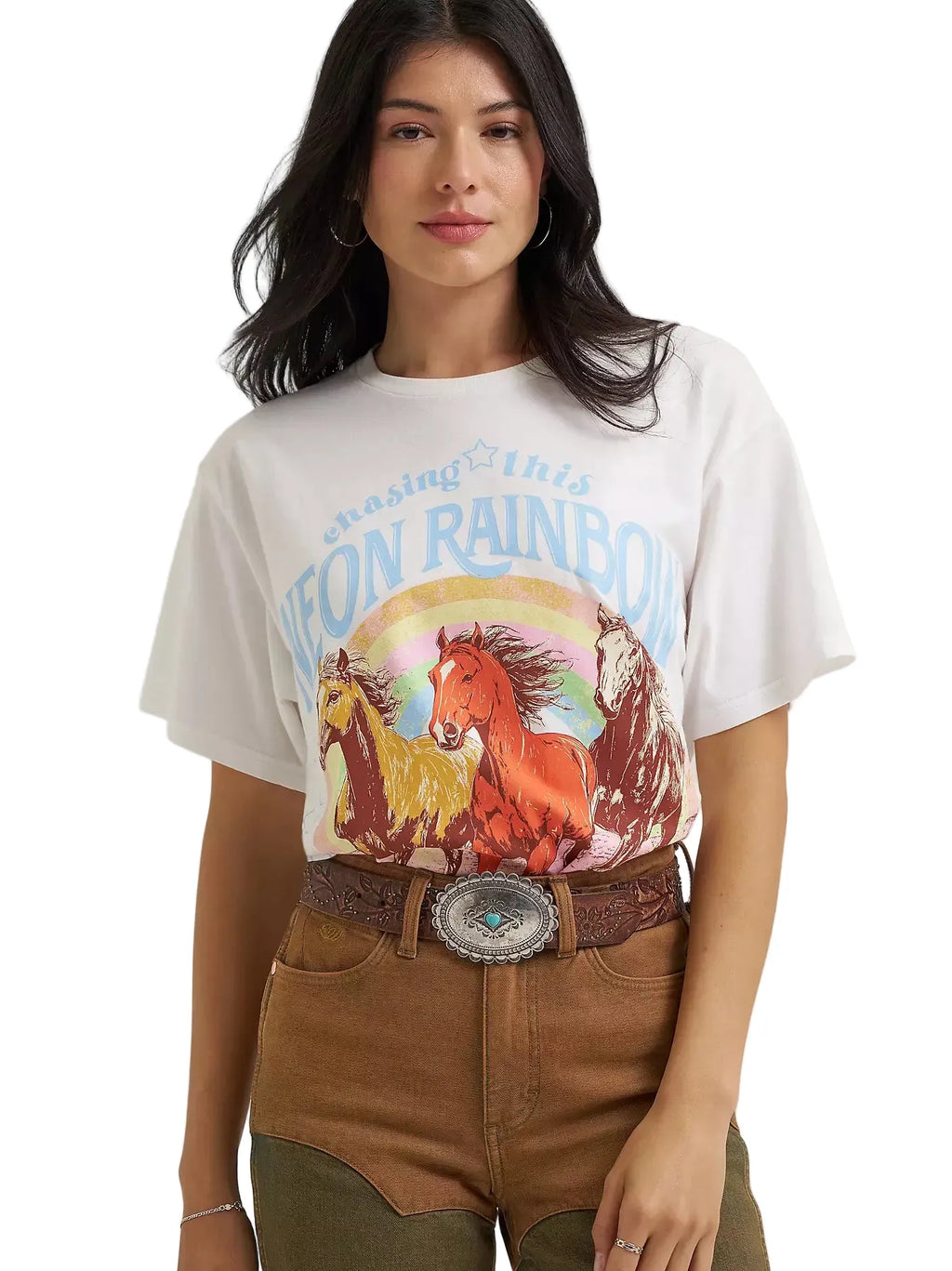 WRANGLER Shirts Wrangler X Lainey Wilson Women's White Neon Rainbow T-Shirt 112382813