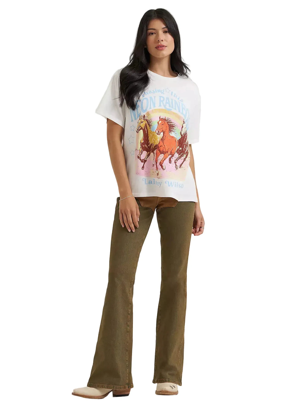 WRANGLER Shirts Wrangler X Lainey Wilson Women's White Neon Rainbow T-Shirt 112382813
