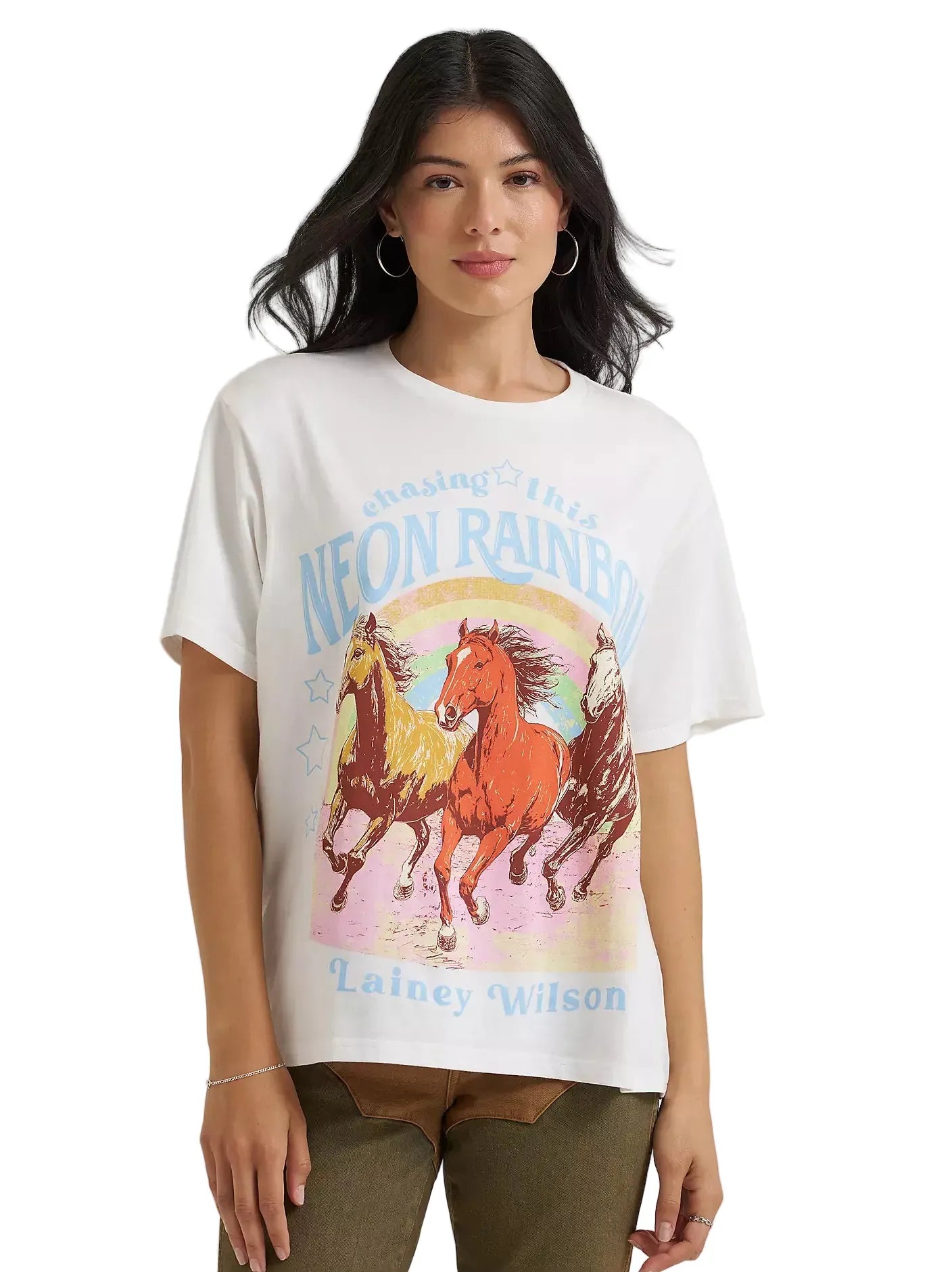 WRANGLER Shirts Wrangler X Lainey Wilson Women's White Neon Rainbow T-Shirt 112382813