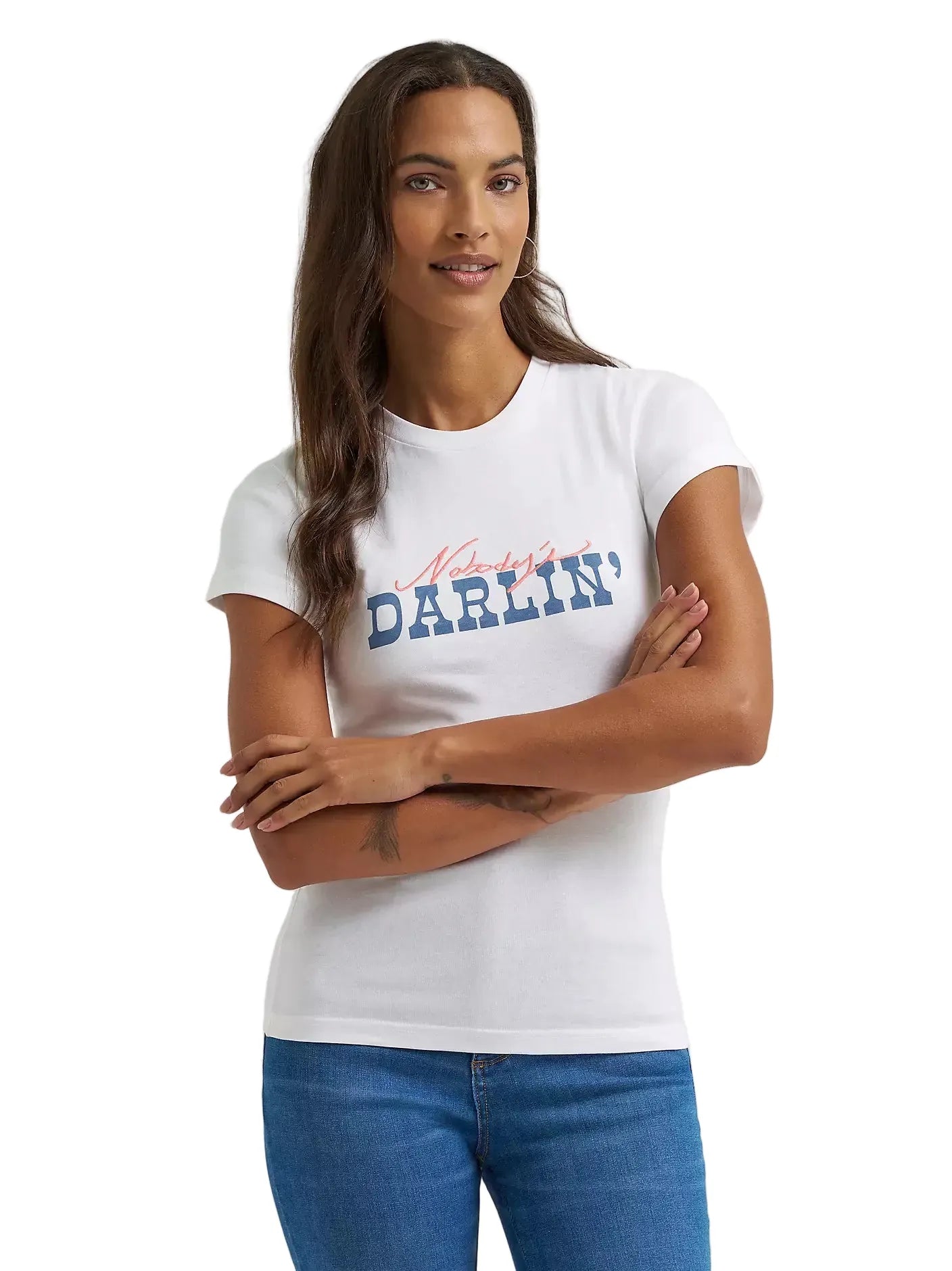 WRANGLER T-Shirt Wrangler Women's Bright White Nobody's Darlin Shrunken T-Shirt 112372980
