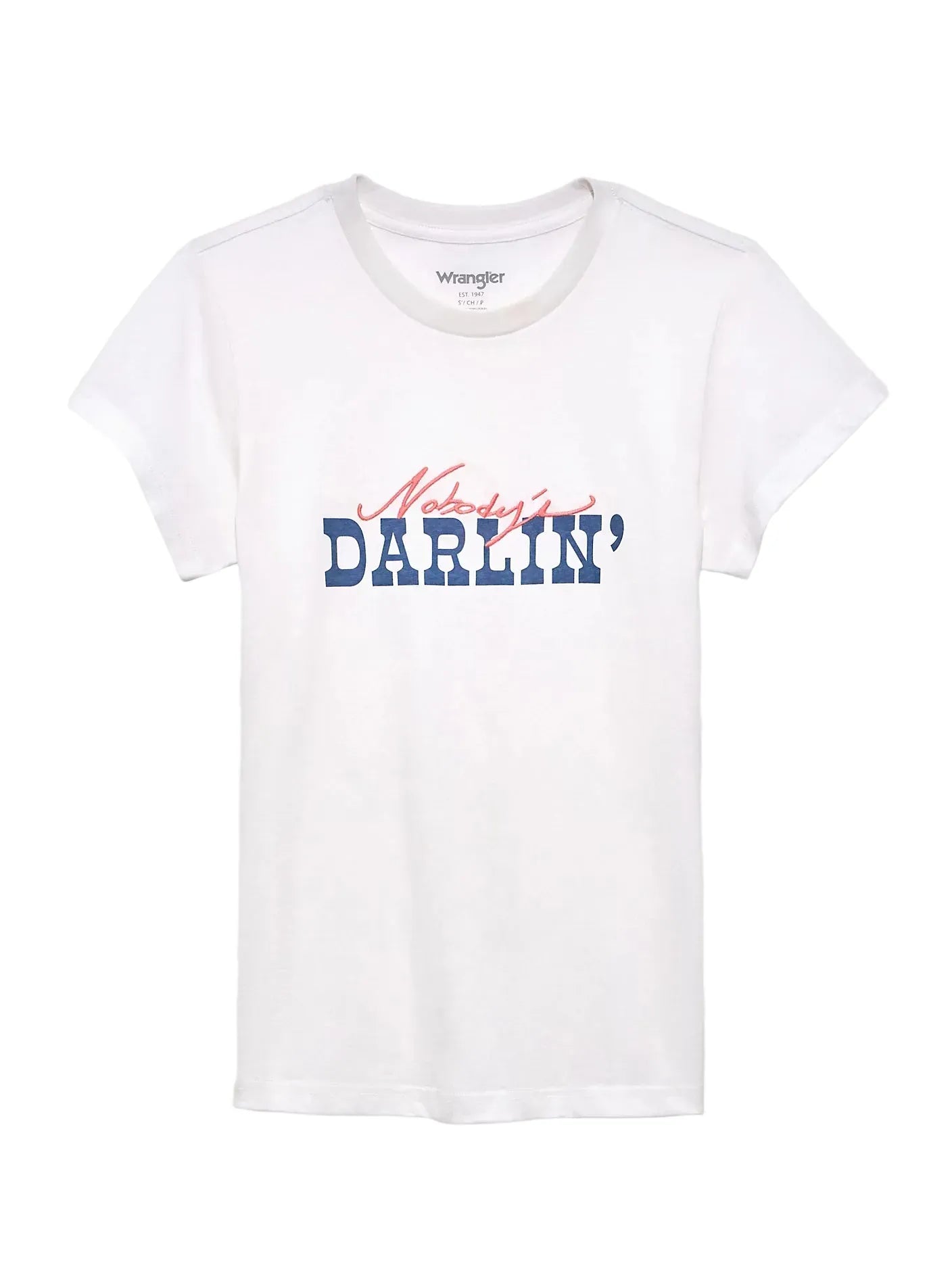 WRANGLER T-Shirt Wrangler Women's Bright White Nobody's Darlin Shrunken T-Shirt 112372980
