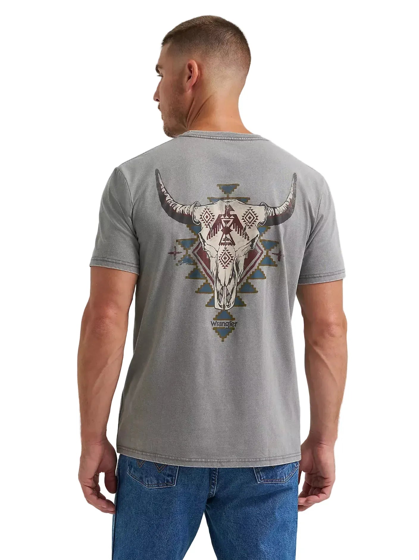 WRANGLER T-Shirts Wrangler Men's Grey Heather Steer Skull T-Shirt 112372848