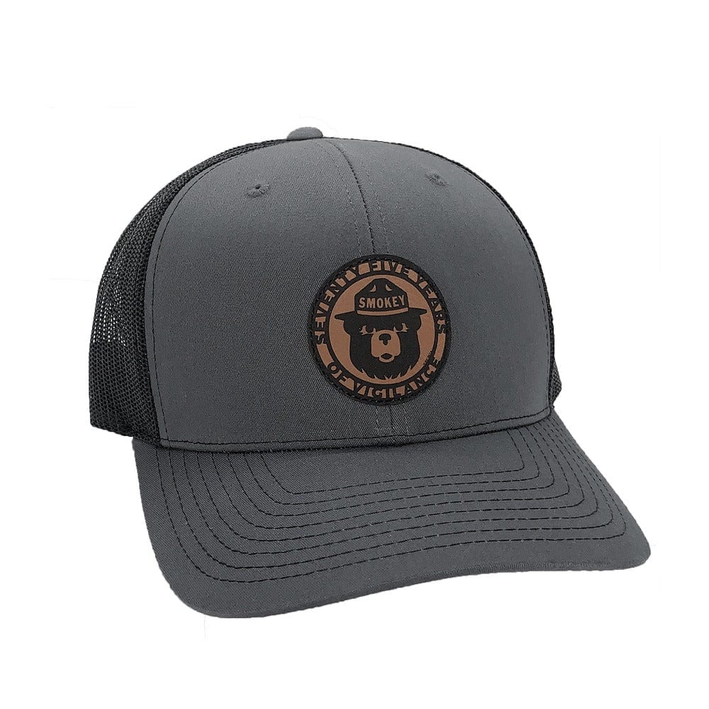 WYR Hats Charcoal/Black w/ Brown Patch Smokey Bear 75 Years of Vigilance Trucker Snapback Hat