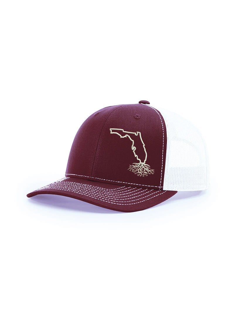 WYR Hats Maroon with White Mesh Florida Snapback Trucker