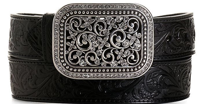 3-D DESIGNS Belt Ariat Women's Black Rhinestone Filigree Belt A10006901
