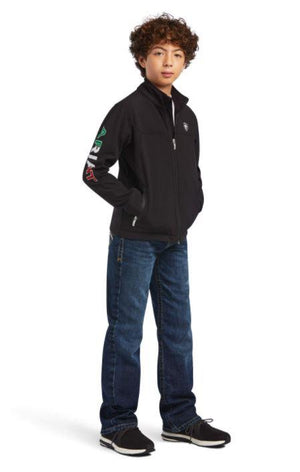 ARIAT INTERNATIONAL, INC. Outerwear Ariat Kids' New Team Black Softshell Mexico Water Resistant Jacket -10036550