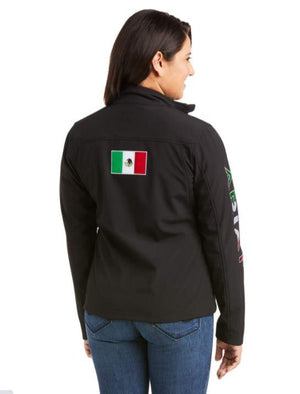 ARIAT INTERNATIONAL, INC. Outerwear Ariat Women's Black Classic Team Mexico Softshell Water Resistant Jacket - 10031428