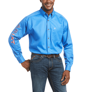 ARIAT INTERNATIONAL, INC. Shirts Ariat Men's Team Logo Twill Classic Fit Blue Long Sleeve Shirt - 10036179