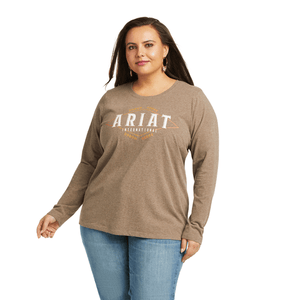 ARIAT INTERNATIONAL, INC. Shirts Ariat Women's REAL Logo Flourish Banyan Bark Long Sleeve T-Shirt - 10036964