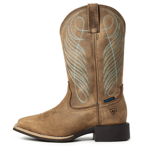 ARIAT Ladies - Boots - Western Ariat Women's Round Up Distressed Brown Wide Square Toe Waterproof Western Boot 10036041