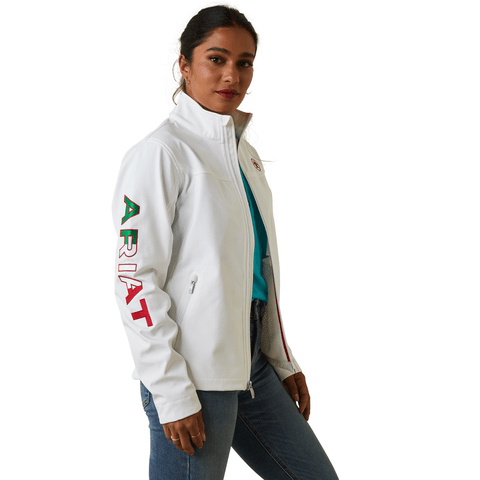 Ariat Women's Classic Team White Softshell Mexico Jacket 10043548 -  Russell's Western Wear, Inc.