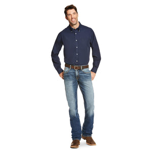 ARIAT Mens - Shirt - Woven - Long Sleeve - Button - Wrinkle Free Ariat Men's Wrinkle Free Solid Navy Blue Shirt 10020330