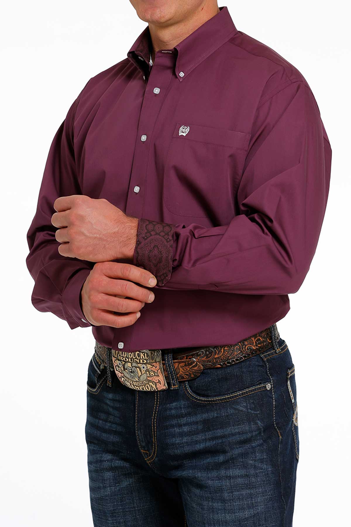Cinch Men's Solid Purple Western Button Down Shirt MTW1105484 M Cinch Men's Solid Purple Western Button Down Shirt MTW1105484 M