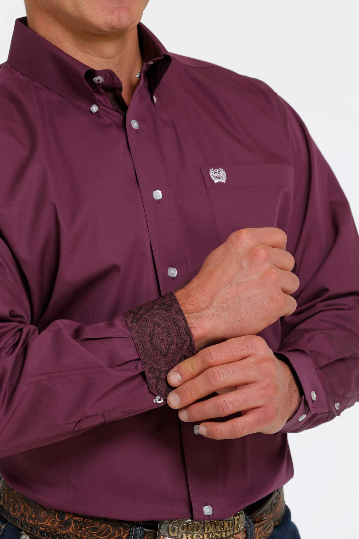 Cinch Men's Solid Purple Western Button Down Shirt MTW1105484 M Cinch Men's Solid Purple Western Button Down Shirt MTW1105484 M