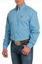 CINCH Shirts Cinch Men's Medallion Blue/White Long Sleeve Button Down Western Shirt MTW1105542