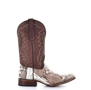 CIRCLE G BOOTS Boots Circle G by Corral Men's Python and Brown Square Toe Boots L5740