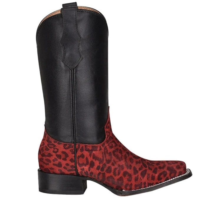 CIRCLE G BOOTS Boots Circle G Kids Red Leopard Black Shaft Cowgirl Boots J7110