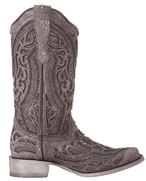 CORRAL BOOTS Boots Corral Women’s Brown, Grey Inlay Embroidery Stud Square Toe Fashion Boots - E1512