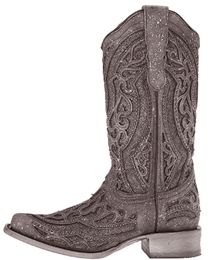 CORRAL BOOTS Boots Corral Women’s Brown, Grey Inlay Embroidery Stud Square Toe Fashion Boots - E1512