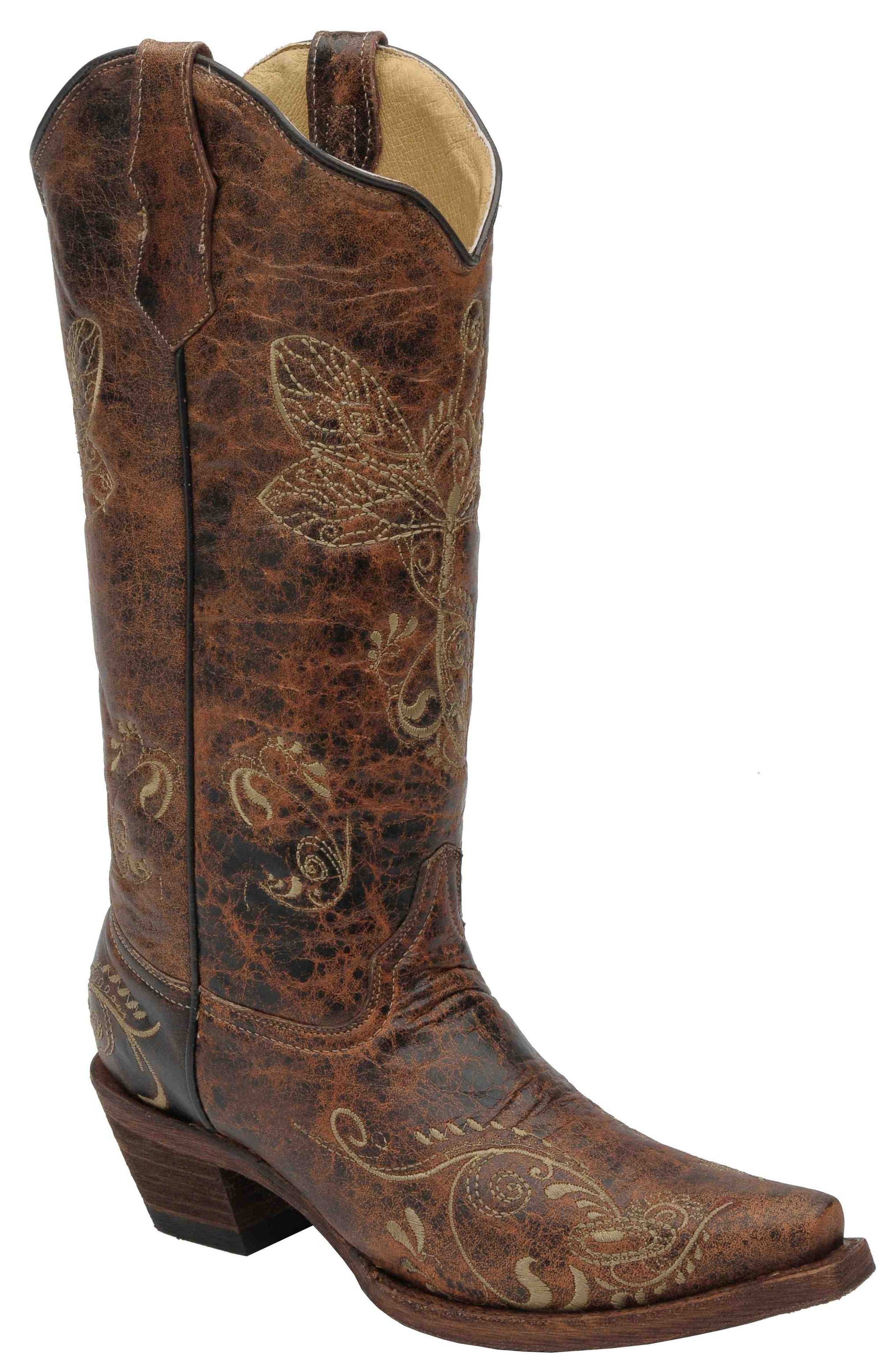 CORRAL BOOTS Boots Corral Women's Circle G Distressed Dragonfly Embroidered Cowboy Boots L5001